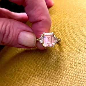 Pink topaz gold plated cocktail ring 7